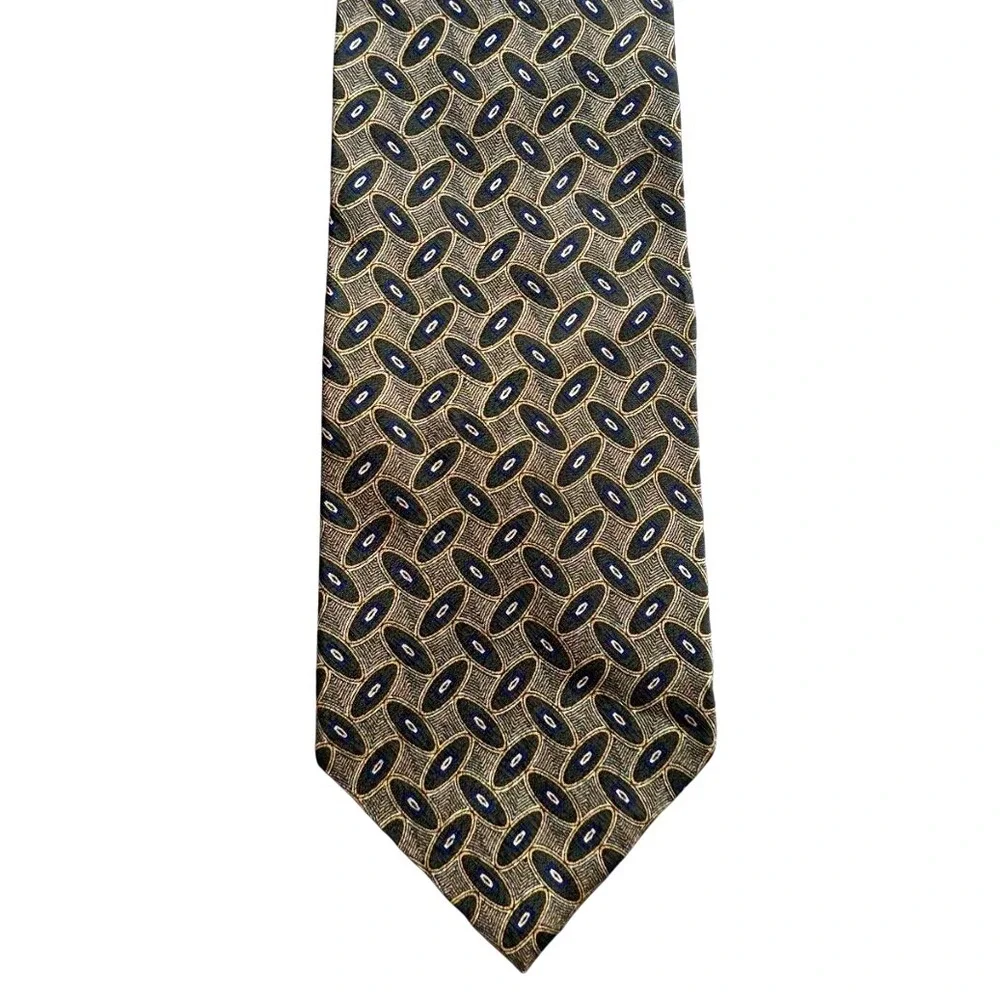 Tie Oscar‎ de la Renta Menswear Necktie Geometric Oval Pattern Silk Tie